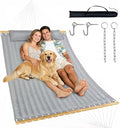 Everyfun Double Hammock with Spreader Bar &amp Pillow Portable 500lbs Capacity for Outdoor Camping Patio Backyard RelaxationGray