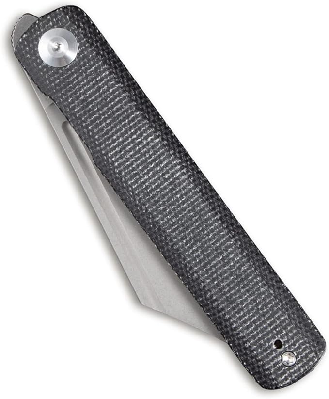 SENCUT Bronte Folding Pocket Knife with Front Flipper Opener 3.38 Inch Blade Black Micarta Handle SA08A