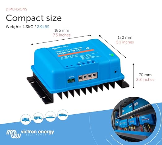 Victron Energy Orion-Tr DC to DC Converter - 12/12-Volt 18 amp 220-Watt - IP43 Protected - for Dual Battery Systems - Isolated