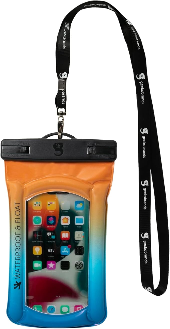 geckobrands Float Phone Dry Bag - Waterproof &amp Floating Phone Pouch – Fits Most iPhone and Samsung Galaxy Models