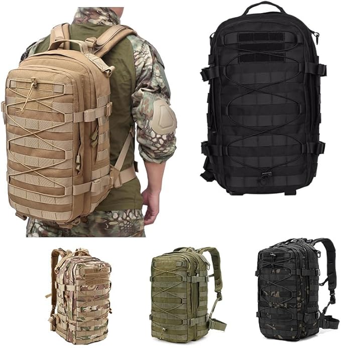 Outdoor Sports Pack Hiking Bag Tactical Rucksack Camo Knapsack Combat Tactical Molle Backpack - Black CP