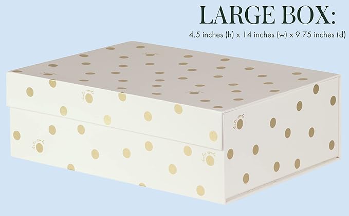 kate spade new york Decorative Storage Boxes with Lids 3 Pack Sturdy Organizer Storage Bins Includes Small Medium Large Pink Nesting Boxes with Magnetic Closure Gold Dot with Script