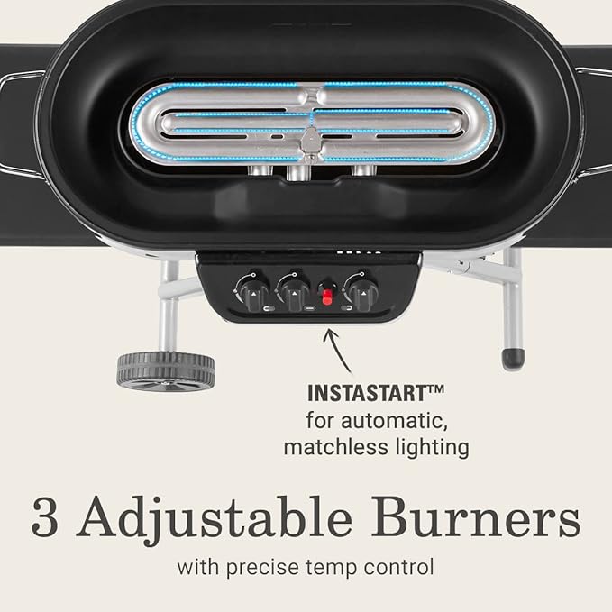 Coleman RoadTrip 285 Portable Stand-Up Propane Grill with 3 Adjustable Burners &amp Instastart Ignition 20000 BTUs of Power for Outdoor Cooking Camping Tailgating Grilling BBQs &amp More