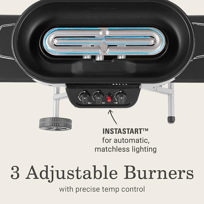 Coleman RoadTrip 285 Portable Stand-Up Propane Grill with 3 Adjustable Burners &amp Instastart Ignition 20000 BTUs of Power for Outdoor Cooking Camping Tailgating Grilling BBQs &amp More