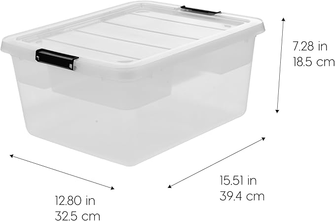 IRIS USA 6-Pack Clip Box with Latching Lids 18 Quart Craft Storage Bins Art &amp Writing Supply Containers for Home Office &amp Classroom Organization