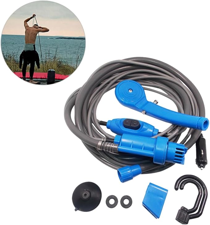 12v Portable Camping Shower Electric Pump Power Cable Hose Car Tree Hanging for Outdoor Indoor Use Pet Washing