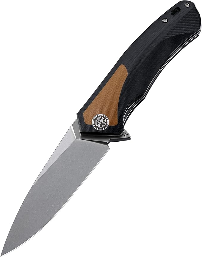 Petrified fish PF838 D2 steel folding knife outdoor tactical pocket knives G10 handle camping hunting Cutter EDC tool (Brown Stonewash)