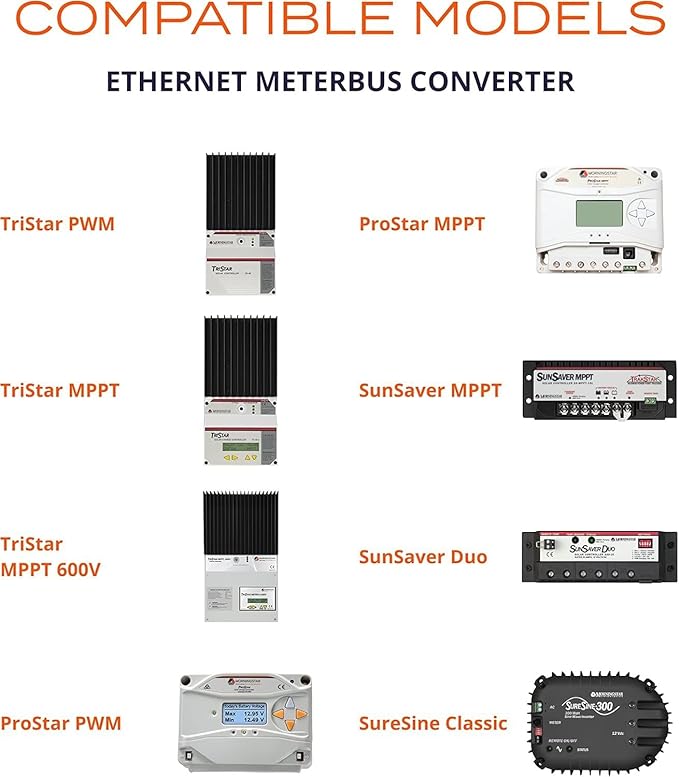 Morningstar Ethernet MeterBus Converter (EMC-1) - MeterBus Converter Connects Solar Controllers for Enhanced Data &amp Network Features SNMP Modbus SCADA Remote Monitory &amp Connectivity