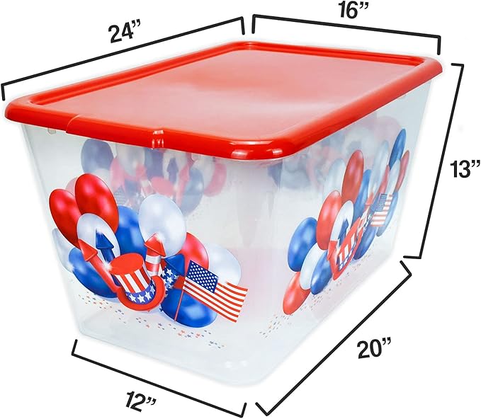 58 QT Stackable Plastic Storage Bins with Lids 4-Pack Large Clear Storage Bins for Organizing Garage Closet Durable Nestable Containers Made in USA