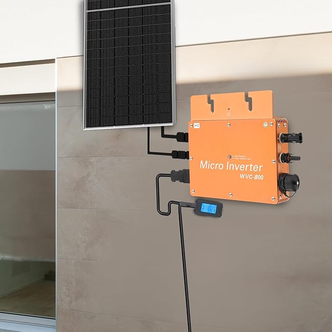 Solar Power Inverter 800W Solar Powered Inverter with LCD Display 22-50VDC 120V (90-140VAC) &amp 230V (170-260VAC) for Commercial Areas Power Plants and Schools (Gold)