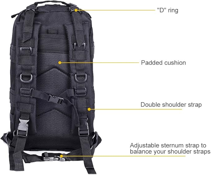 Military Tactical Backpack Assault Pack Molle Bug Out Bag Small Rucksack Molle Backpack for Hiking Camping Hunting Trekking Outdoor Tactical Combat Travel Bag 25L (Army Green)