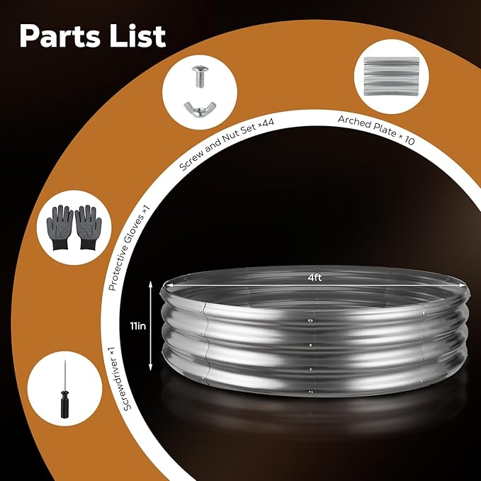 Raynesys 48 Inch Round Galvanized Fire Pit Ring Silver Round Galvanized Fire Ring 4 Feet Diameter Fire Pit Outdoor Pits for Backyard Camping Bonfire