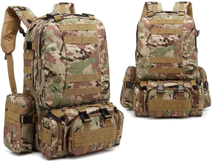 Tactical Backpack Military Molle Hiking 55L Outdoor mountaineering camping trip camouflage tactical all-terrain camouflage