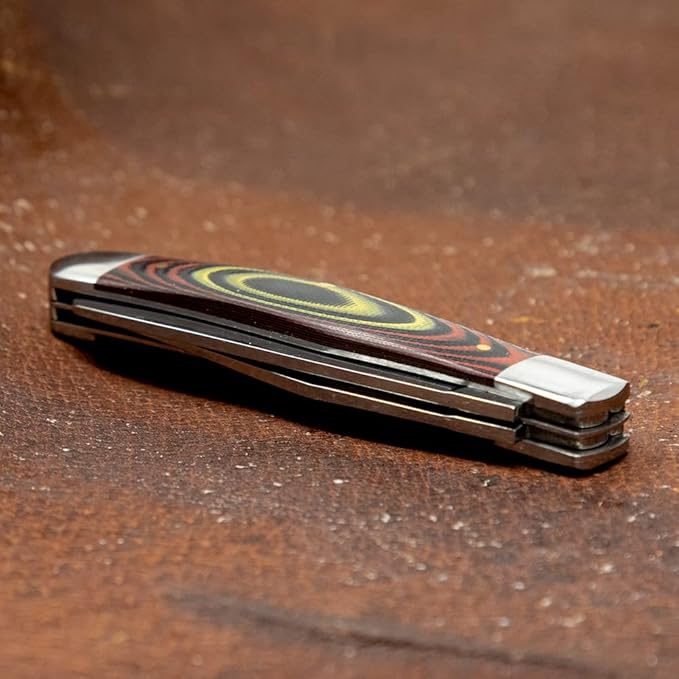 WHISKEY BENT HAT CO. Traditional Trapper Folding Pocket Knife 4.125 Closed Length 440C Stainless Steel Blades (Desert Sand)