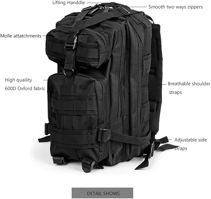 Military Tactical Backpack Assault Pack Molle Bug Out Bag Small Rucksack Molle Backpack for Hiking Camping Hunting Trekking Outdoor Tactical Combat Travel Bag 25L (Army Green)