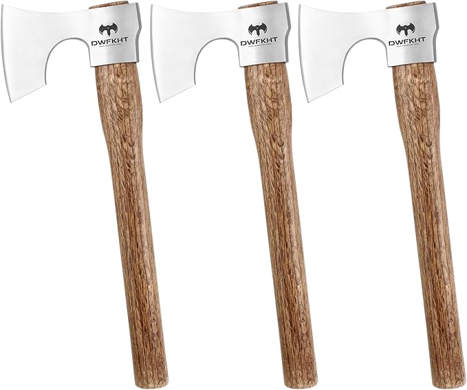 16.5 Throwing Axe 3 Pack Throwing Axe Set with 1065 High Carbon Steel &amp Beech Wood Handle Perfect for Axe Throwing Games Competition and Recreation Ideal Gift for Men (Silver Gray)