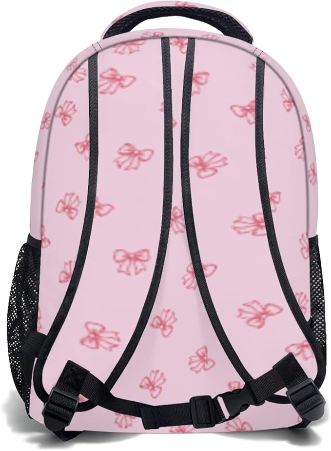 Kids Backpack for Girl Cute Pink Butterfly School Backpack Lightweight Bookbag with Front Zipper Pocket &amp Side Mesh Bottle Holder Large Capacity Student Backpack for Elementary Middle School
