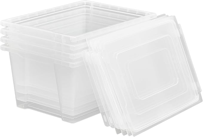 UNiPLAY Set of 4 Extra Large Storage Bins with Lids - Versatile Easy-to-Clean Organizers for Home Office and More