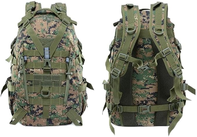 Tactical Backpack 25L Waterproof Molle Bag Out Bag for Men Women Hiking Daypacks Fishing Camping Motorcycle (Jungle digital) Compact Size