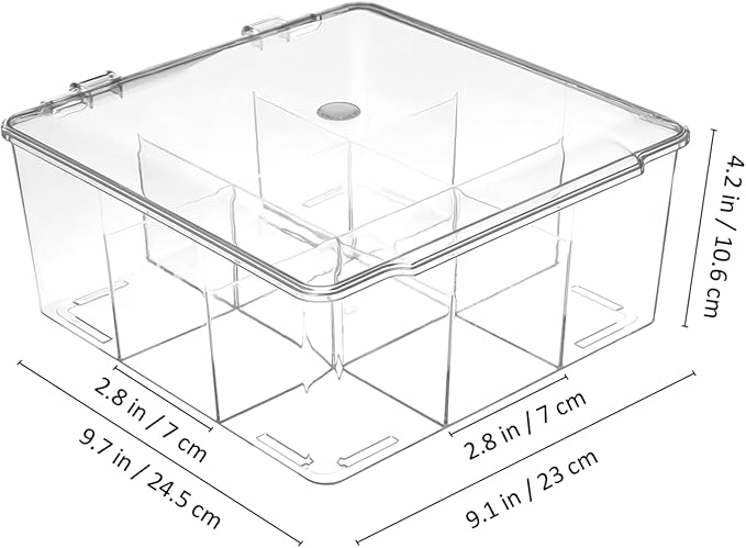 Cabilock 9grids Compartment Storage Box Plastic Display Case for Accessories Dustproof Jewelry Organizer