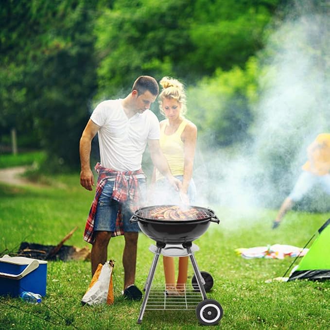 VINGLI 18 Inch Charcoal Grill Original Kettle Apple Charcoal Grilling Stove Large Oven for Outdoor Courtyard Picnic Roast Meat Home BBQ
