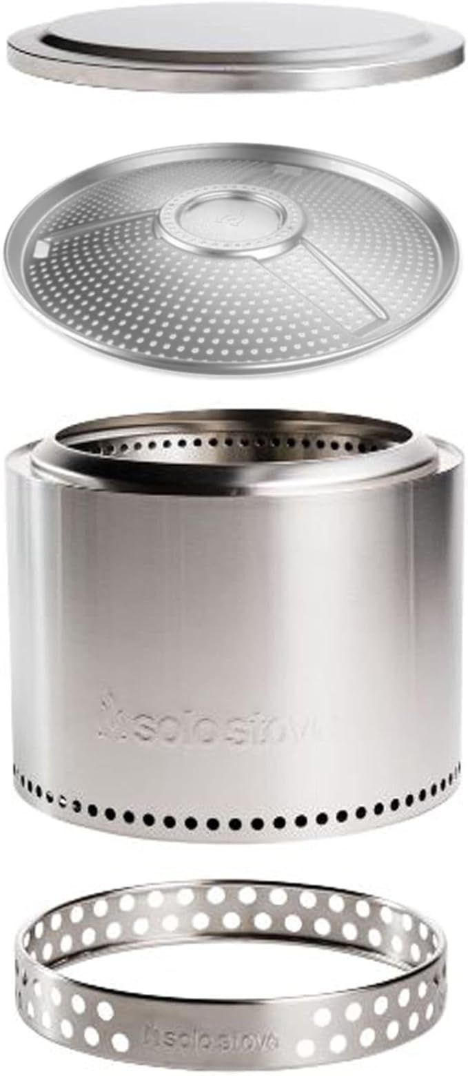 Solo Stove Bonfire Essential with Pellet Adapter Bundle | Smokeless Portable Stainless Steel Fire Pit with StandLid Carry Case Removable Ash Pan &amp Pellet Adapter | Ideal for 4–6 People