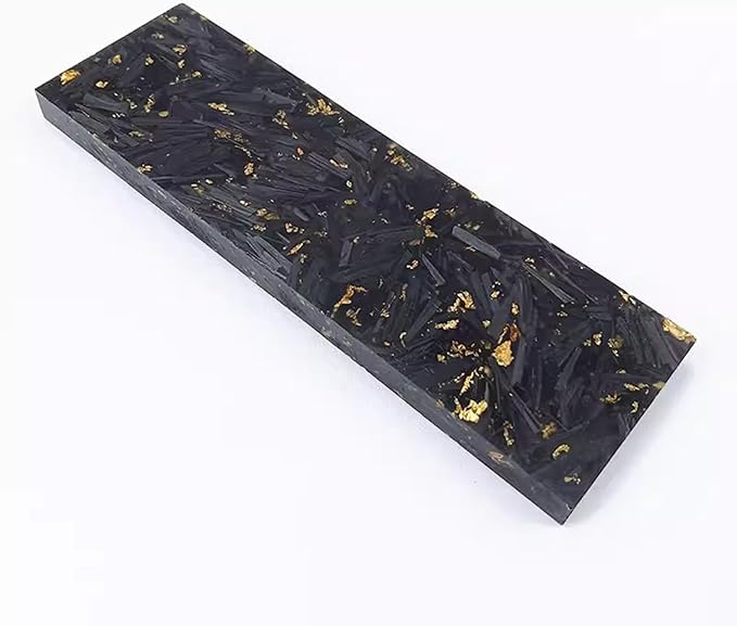 DIY Resin Knife Handle Blank Material Gold Foil Crushed Carbon Marble Texture(2pcs135x40x4mm)