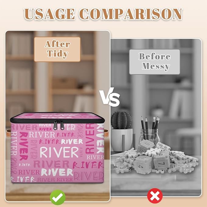 Custom Storage Bins with Zipper Lid Personalized Pink Fabric Lidded Storage Baskets Boxes Foldable Cubes Clothes Organizer Container