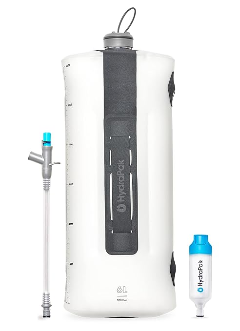 HydraPak Seeker+ - Collapsible Water Filtration &amp Storage (6L) - BPA &amp PVC Free Hydration Reservoir Bag Leak Proof Lightweight