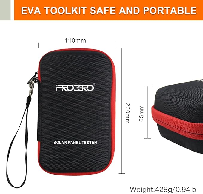 FrogBro Upgrade Solar Panel Tester Photovoltaic Multimeter Upgrade 1600W with Ultra Clear LCD Smart MPPT Open Circuit Voltage Troubleshooting Utility Tool for Solar PV Testing (LCD 1600W)