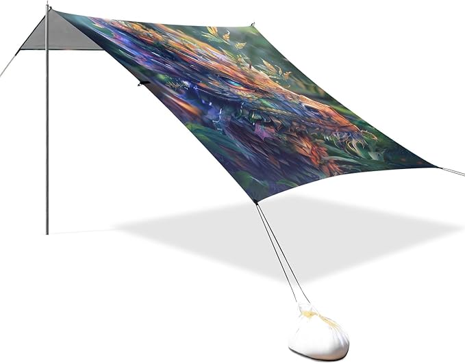 ALAZA Fantasy Dragon Beach Tent Sun Shelter UPF50+ Protection Beach Shade Canopy w/ 4 Sandbags for Outdoor Camping Fishing Backyard Fun Picnic 10x9 ft