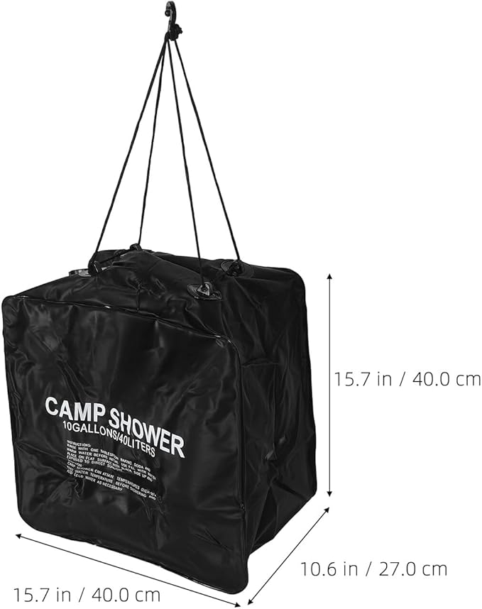 Kichvoe 40l Solar Heating Camping Shower Bag with Spray Head Portable Outdoor Shower Water Bag for Hiking Travel and Camping