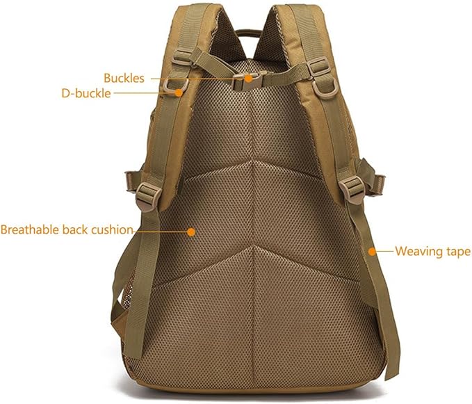 Tactical Backpack for Men Hiking Day Pack 3 Day Assault Pack Molle Military Rucksack Waterproof 35L EDC Bag (Black)