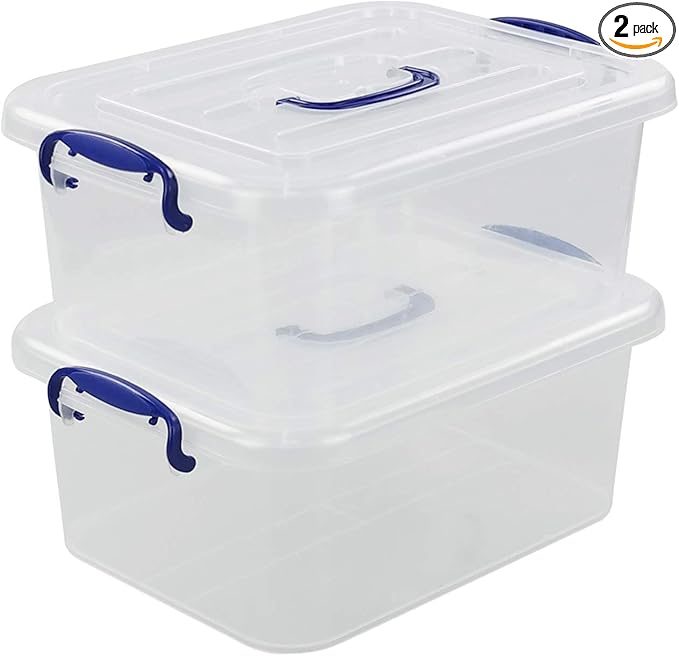 2-pack 8 Liters Storage Containers with lids Plastic Latching Storage Boxes