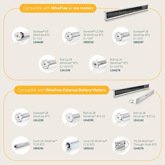 Somfy Wirefree Li-ion Solar Panel Kit 2-Pack - Solar Panel Power for RTS Motorized Shades Blinds and Curtains - Long Lasting Easy to Install - Includes Brackets and Glass Mount Adhesive #9027294