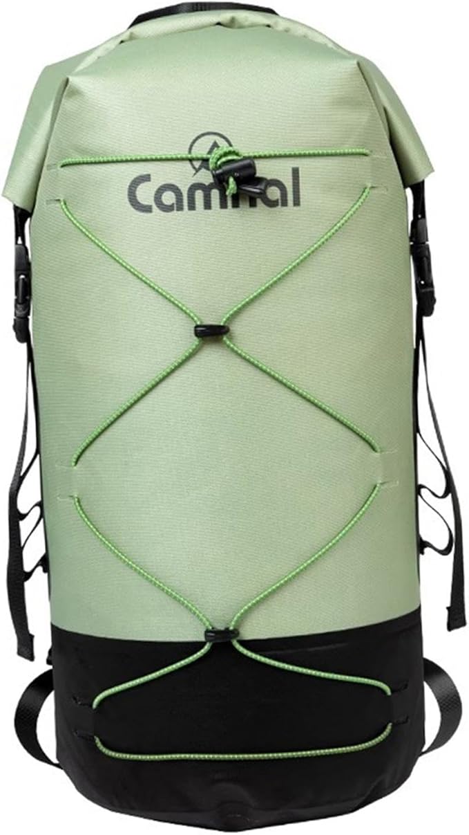 40L Waterproof Dry Backpack for Kayaking Boating Swimming with Wet Dry Separation Outdoor Adventure Gear- Green