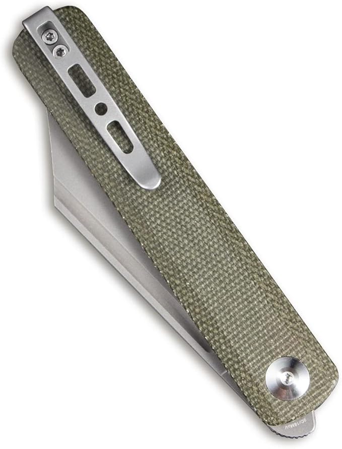 SENCUT Bronte Folding Pocket Knife with Front Flipper Opener 3.38 Inch Blade Green Micarta Handle SA08B