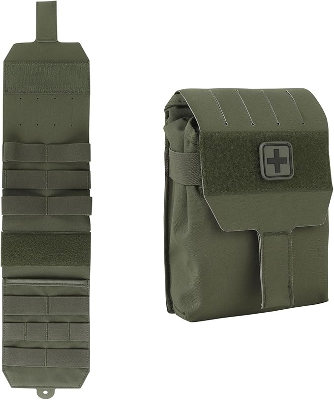 Small Tactical First Aid Pouch Lightweight Medical Kit Bag for MOLLE Straps Compact Organizer for Chest Rigs Battle Belts Hiking Packs