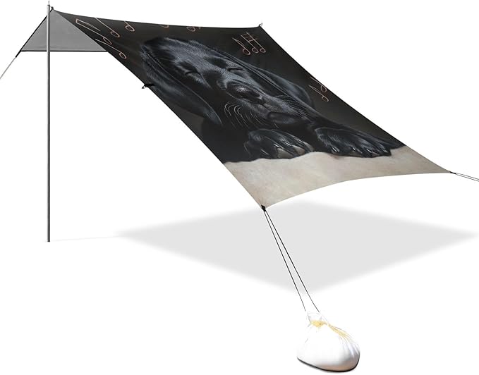ALAZA Cute Labrador Puppy Enjoy Music Beach Tent Sun Shelter Portable Canopy Sunshade for Outdoor Camping Picnics Backyard Fun 10x9 ft