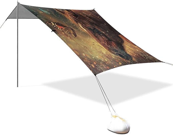 ALAZA Horse with Butterfly Beach Tent Sun Shelter Portable Canopy Sunshade for Outdoor Camping Picnics Backyard Fun 10x9 ft