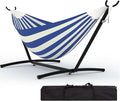 TrailBlaze Double Hammock with Stand Heavy Duty Portable Steel Hammock Set for Outdoor and Indoor Use 500lb Capacity Includes Carrying Bag Space Saving DesignQuick Assembly