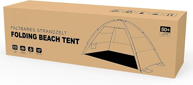 Toyvian Large Pop Up Beach Tent Beach Shade Tent Sun Shelter Portable Lightweight for Hiking Camping Vacation (Dark Blue)
