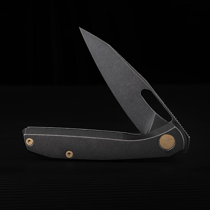 Folding Pocket Knife 3.23 S90V Blade EDC Knife with Titanium Handle Small Pocket Knife with Clip and Frame Lock Sharp Camping Hiking Hunting Survival Knives for Men (Black)