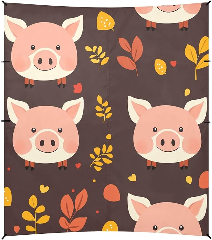 Little Pig Faces Foldable Beach Cabana UPF50 Easy Setup Large Sun Shelter with Sand Shovel for Camping Picnics Backyard