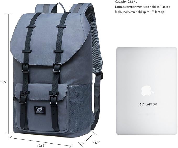 KAUKKO Laptop Outdoor Backpack College Schoolbag Bookbag Travel Hiking Rucksack fits 15-Inch Laptop