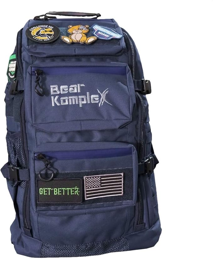 Bear KompleX Military Grade Tactical Backpack - Military Backpack Storage Organization Multiple Compartments Compression Straps MOLLE Webbing 1000 Denier Nylon Water Repellent Coating - 50L Navy
