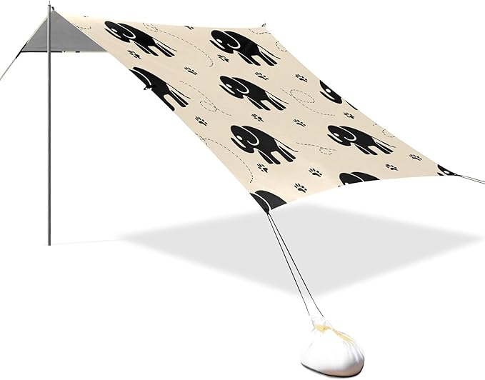 Elephant Beach Canopy Sun Shelter with Sandbags &amp Sand Shovel &amp Windproof Ropes - Portable 110x126 Beach Shade Beach Tent for Camping Picnics
