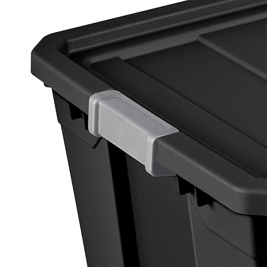 Sterilite 50-Gallon Large Stackable Rugged Industrial Storage Tote Container with Gray Latching Clip Lid for Garage Attic Worksite or Camping