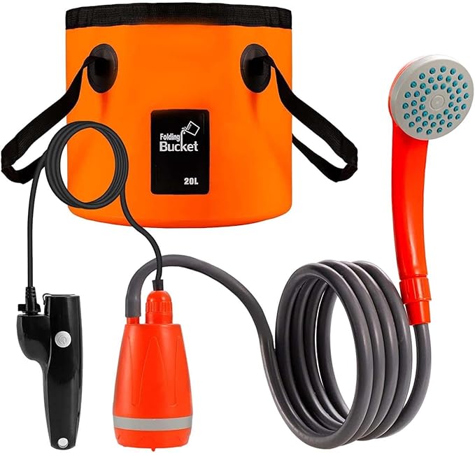 Portable Shower for Outdoor Activities with Practical Container Orange