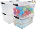 Anbers Pack of 4 Clear Latching Storage Boxes 17.5 Quart Storage Bin with Lid and Handle